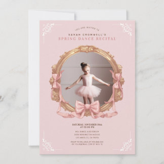 Pink Baroque Frame Kids Ballet Dance Recital Invitation