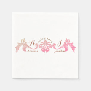 Pink Baroque Monogram Wedding  Napkin