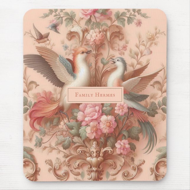 Pink Baroque Rococo Flower Morris  Mouse Pad (Front)
