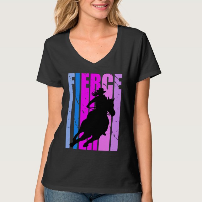 Pink Barrel Racing Fierce Cowgirl Hat Western Them T-Shirt (Front)