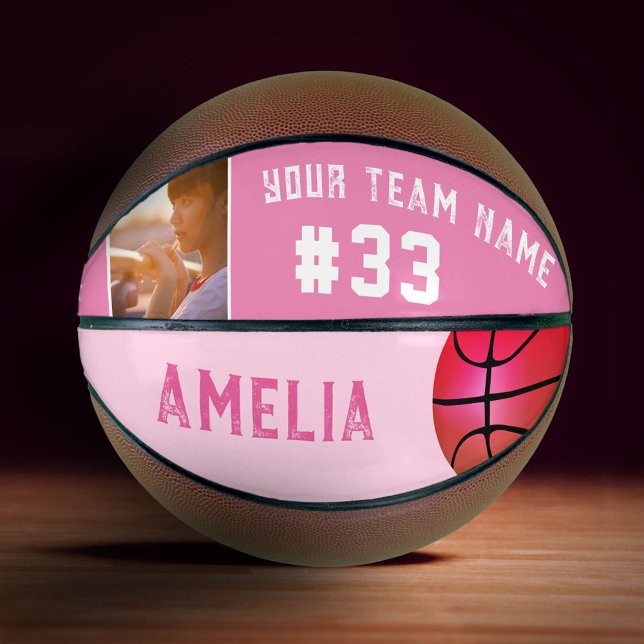 Pink Basket Ball Girl Player Name Team Number Basketball (Creator Uploaded)