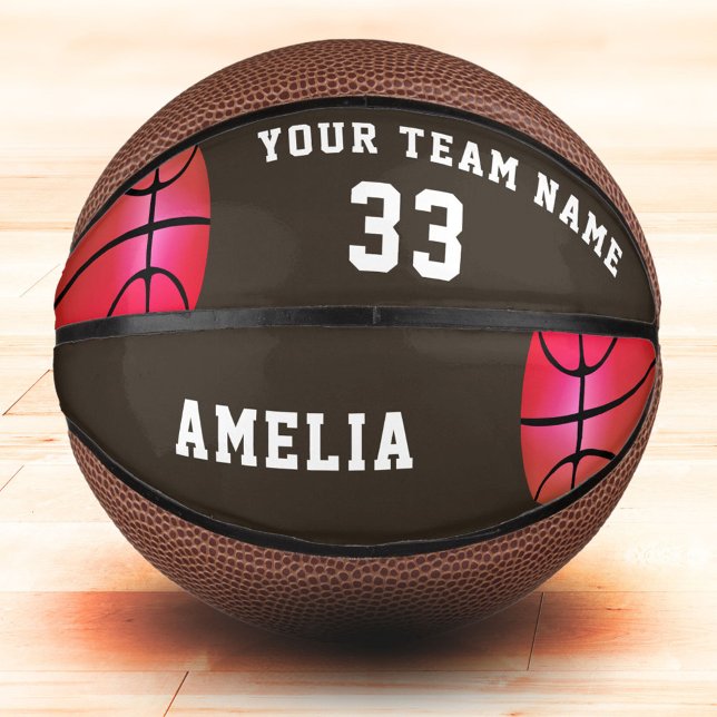 Pink Basket Ball Girl Player Name Team Number Mini Basketball (Creator Uploaded)