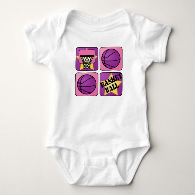 PInk Basketball Baby Bodysuit (Front)