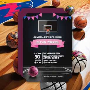 Pink Basketball Baby Shower Party Invitation