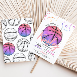 Pink Basketball Birthday Invitation