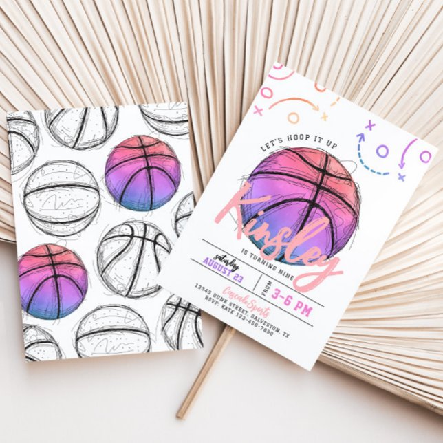 Pink Basketball Birthday Invitation (Creator Uploaded)