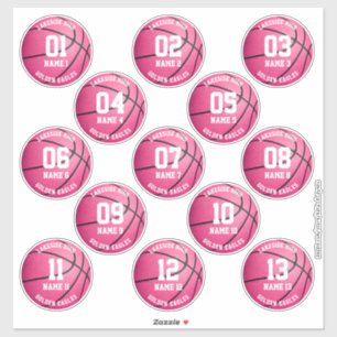 pink basketball custom 3 inch sports stickers