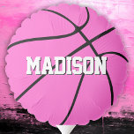 Pink Basketball Player or Team Name Sports Party Balloon<br><div class="desc">Pink Basketball Player or Team Name Sports Party Balloon: Make your own cute, customised pink basketball party balloon! It's the perfect decoration for basketball team parties, banquets and other special events. It would also make a great decoration for your team's breast cancer awareness basketball game or tournament. Just type your...</div>