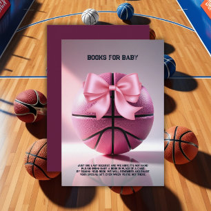 Pink Basketball Ribbon Bow Ball Baby Shower Invita Enclosure Card