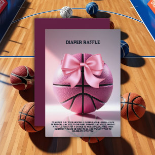 Pink Basketball Ribbon Bow Ball Baby Shower Invita Enclosure Card