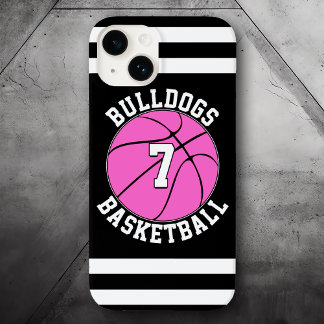Pink Basketball Team Name Player Number Custom Case-Mate iPhone 14 Case