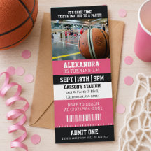 Pink Basketball Ticket Birthday Party