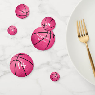 pink basketballs girls sports birthday party confetti