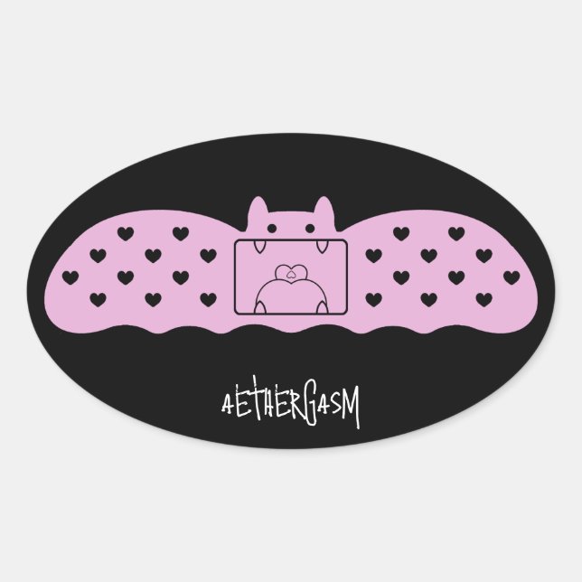 Pink Bat Bandage Version 1 Oval Sticker (Front)
