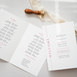 Pink Bat Mitzvah Folded Program Booklet Programme