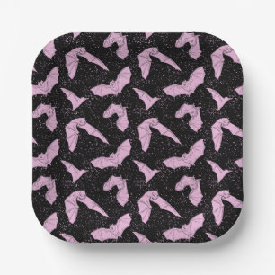 Pink Bat Paper Plates