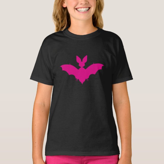 Pink Bat Spooky Cute Goth T-Shirt (Front)
