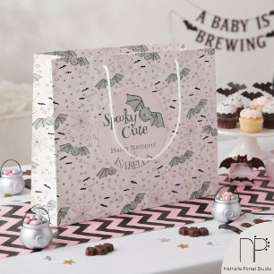 Pink Bats Spooky Cute Baby Girl Large Gift Bag