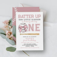 Pink Batter Up Baseball Girl 1st Birthday Party