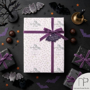 Pink Batty, Stars & Moons Spooky Cute Wrapping Paper
