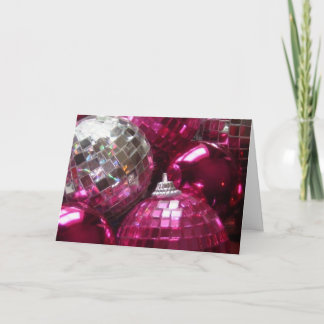 Pink Baubles 'Merry Christmas' greetings card