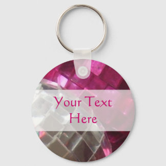 Pink Baubles mirror ball 'Your Text' keychain