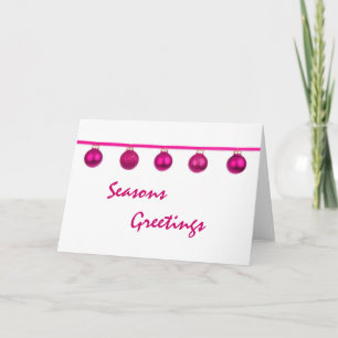 Pink Baubles on Ribbon Christmas Card