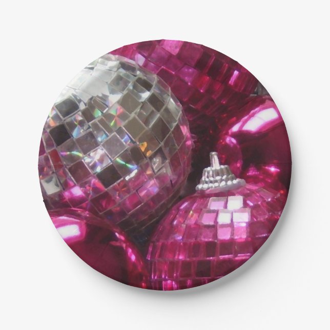 Pink Baubles paper plates (Front)