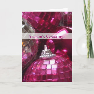 Pink Baubles 'Season's Greetings' card portrait