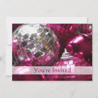 Pink Baubles 'You're Invited' invitation