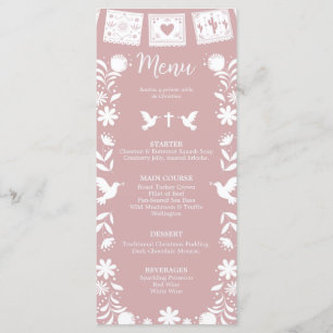 Pink Bautizo Cielito Lindo Menu Card