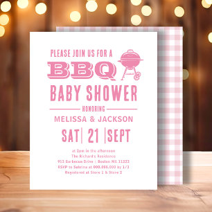 Pink BBQ Baby Shower Budget Invitation