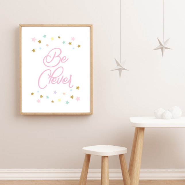 Pink Be Clever Stars Kids Nursery Wall Decor (Creator Uploaded)