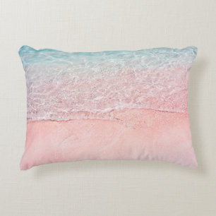 Pink Beach and Splash Wave Decorative Cushion
