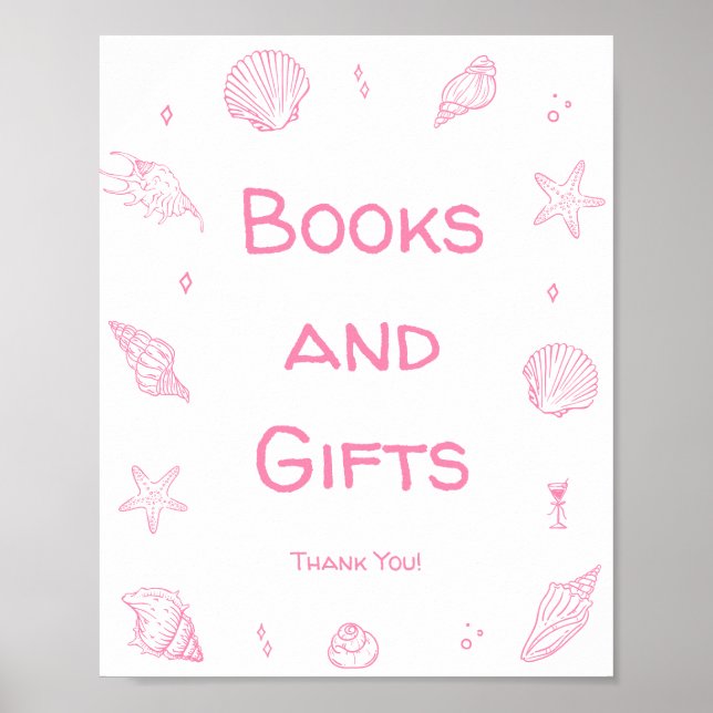 Pink Beach Baby Shower Books and Gifts Poster (Front)