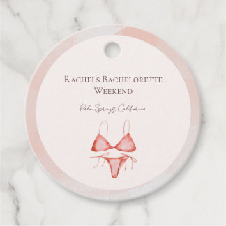 Pink Beach Bachelorette Party Favour Tag