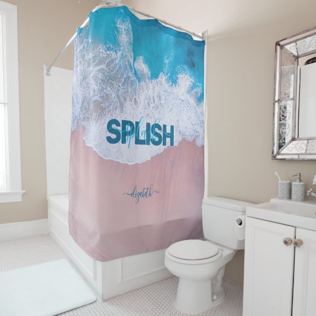 Pink Beach Bermuda  Shower Curtain (In Situ)