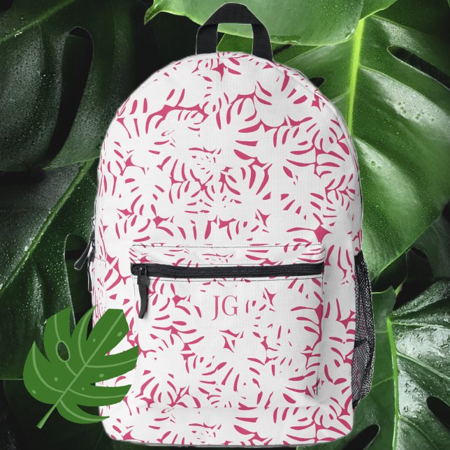 Pink Beach Coastal Tropical Leaves Backpack (Creator Uploaded)