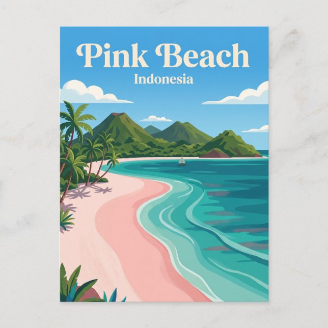 Pink Beach Indonesia Postcard (Front)