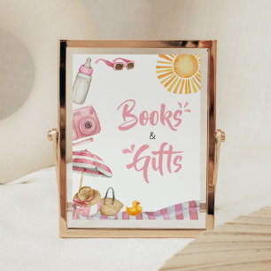 Pink Beach Summer Baby Shower Books and Gifts Poster