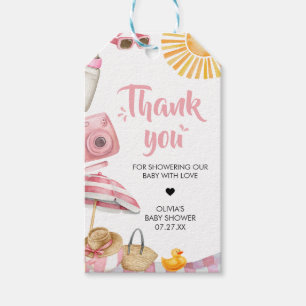 Pink Beach Summer Baby Shower Favour Tags