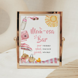 Pink Beach Summer Baby Shower Mum Osa Bar Poster