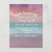 Pink Beach Sunset Celebration of Life Postcard