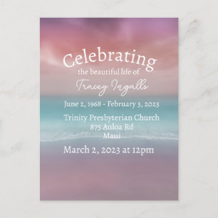 Pink Beach Sunset Celebration of Life Postcard