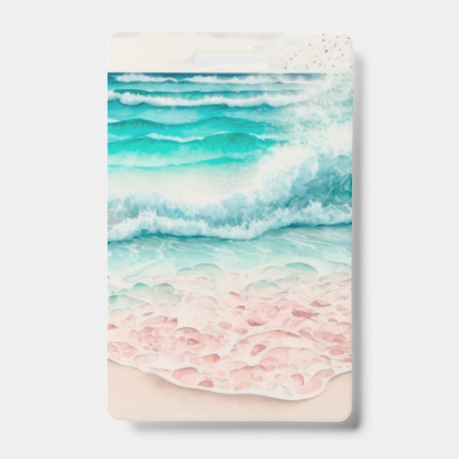 Pink beach waves ID badge (Front)