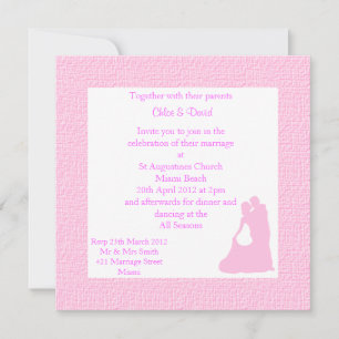 Pink beach Wedding Invitation with dancing couple