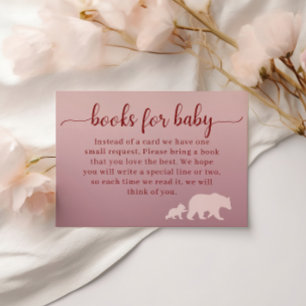 Pink Bear Baby Shower Cute Modern Books for Baby Enclosure Card