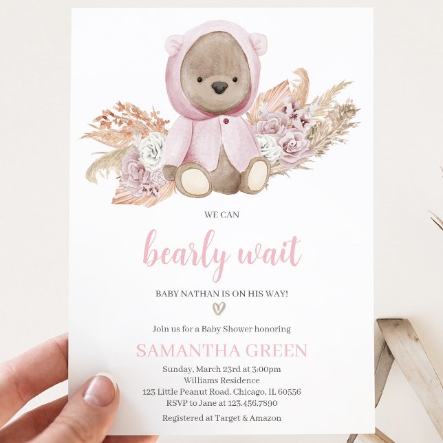 Pink Bear Baby Shower  Invitation (Creator Uploaded)