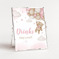 Pink Bear Balloon Baby Shower Drinks