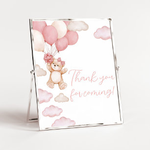 Pink Bear Balloon Bearly Wait Thank you for Coming Poster